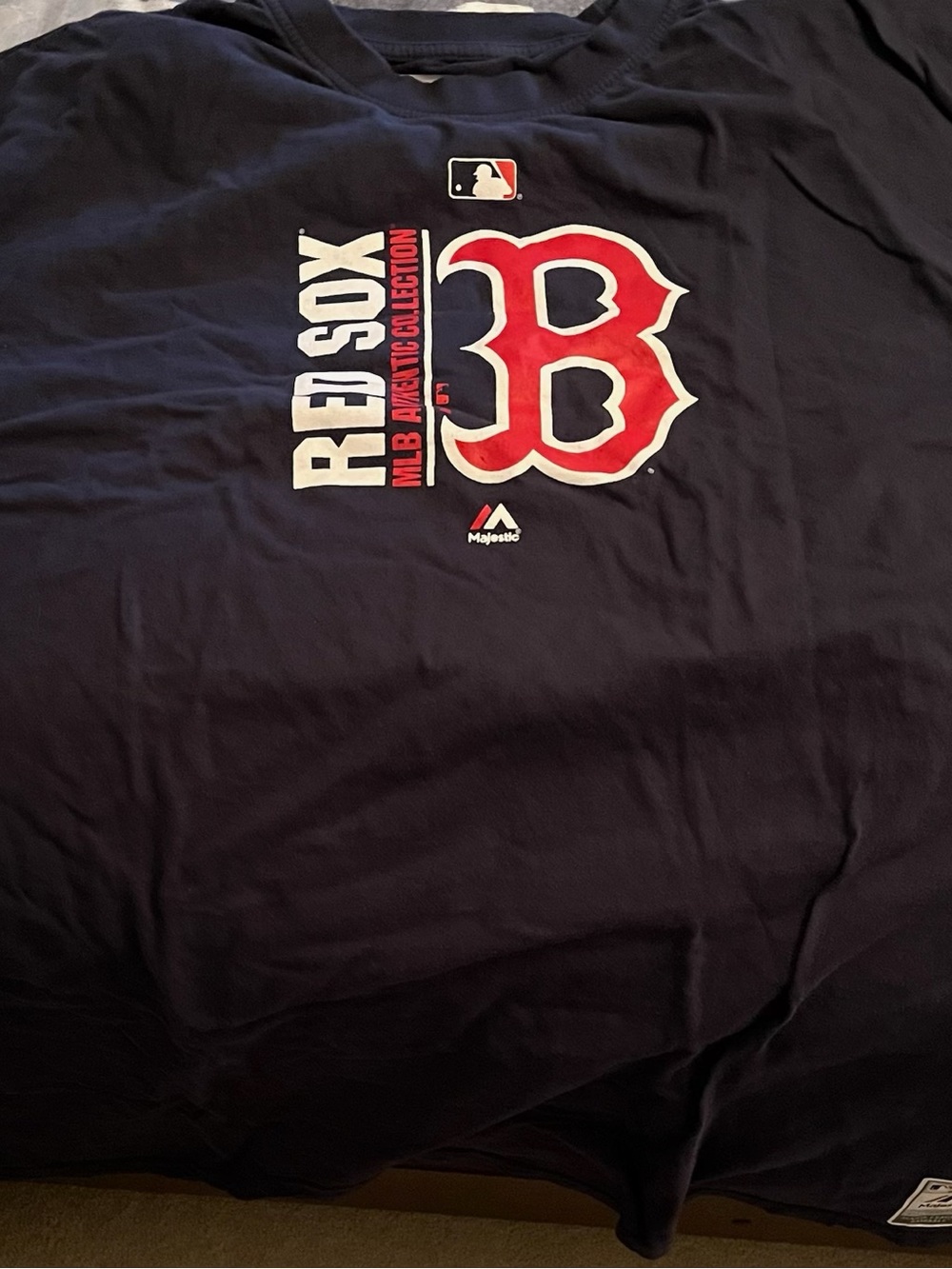 Majestic Boston Red Sox Navy Tee with Red and White Logo